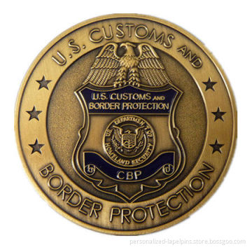 Customized U.s. Customs Metal Badges, Lacquered Colors, Antique Bronze Plated Finish